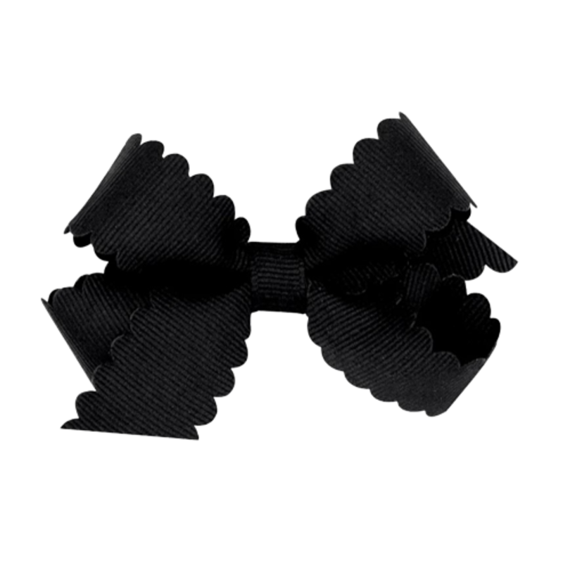 Mini Grosgrain Hair Bow with Scalloped Edge