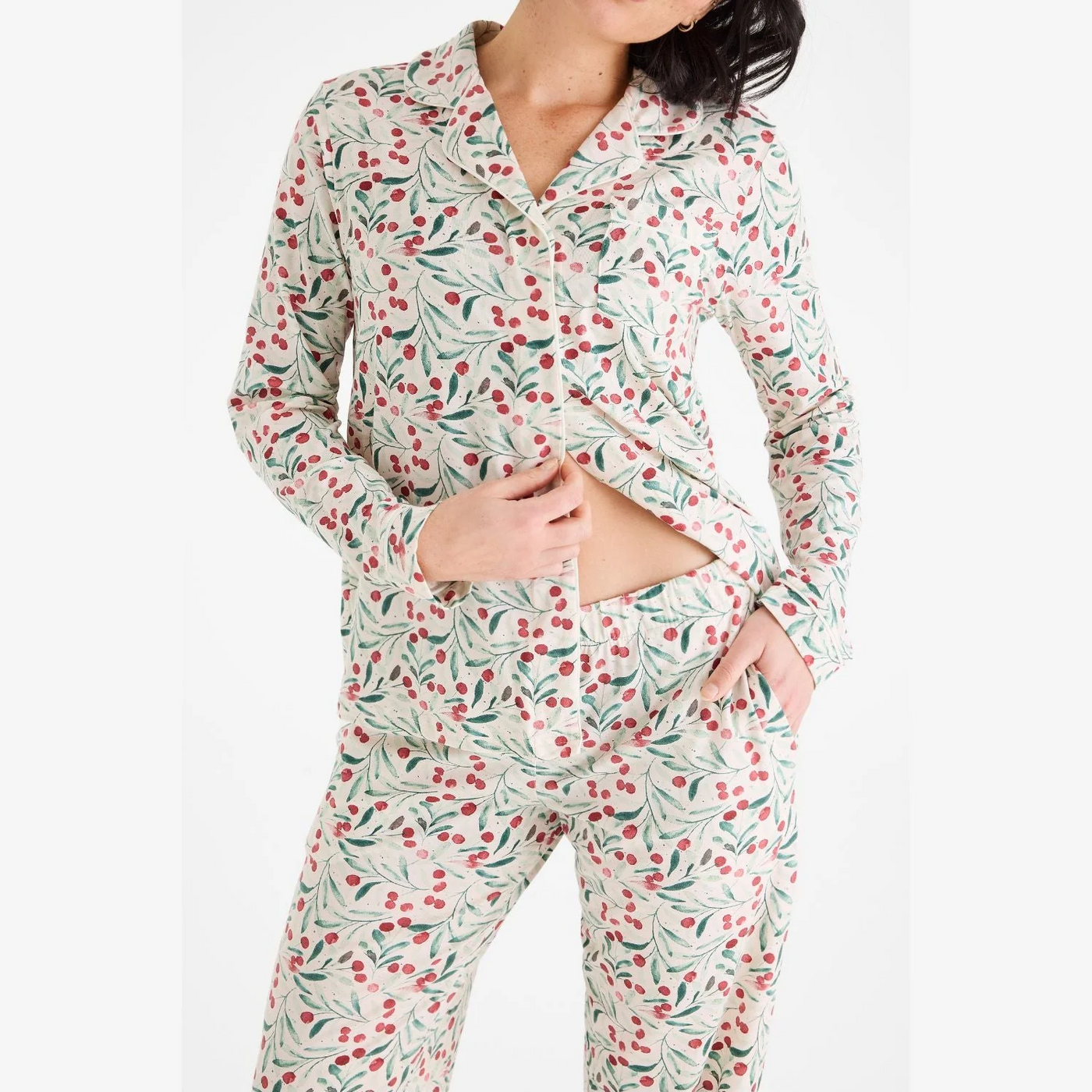 women's kiss me baby one more time modal magnetic classic with a twist long sleeve pajama set