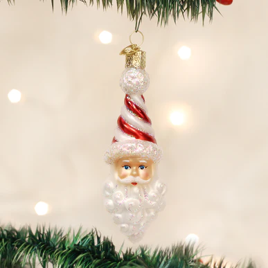 Peppermint Twist Santa Ornament